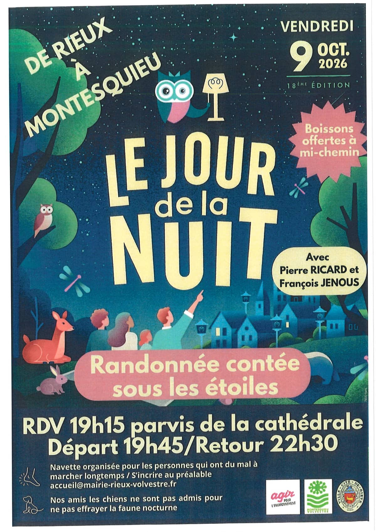 Illustration de l'événement : LE JOUR DE LA NUIT : RANDONNÉE NOCTURNE CONTÉE SUR LES COTEAUX - DE RIEUX-VOLVESTRE À MONTESQUIEU-VOLVESTRE