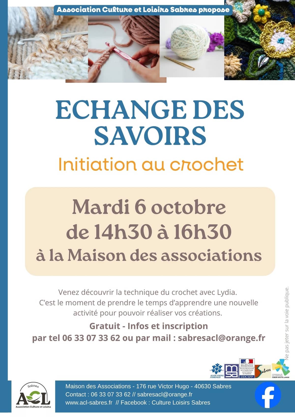 Illustration de l'événement : Echange des savoirs : initiation au crochet