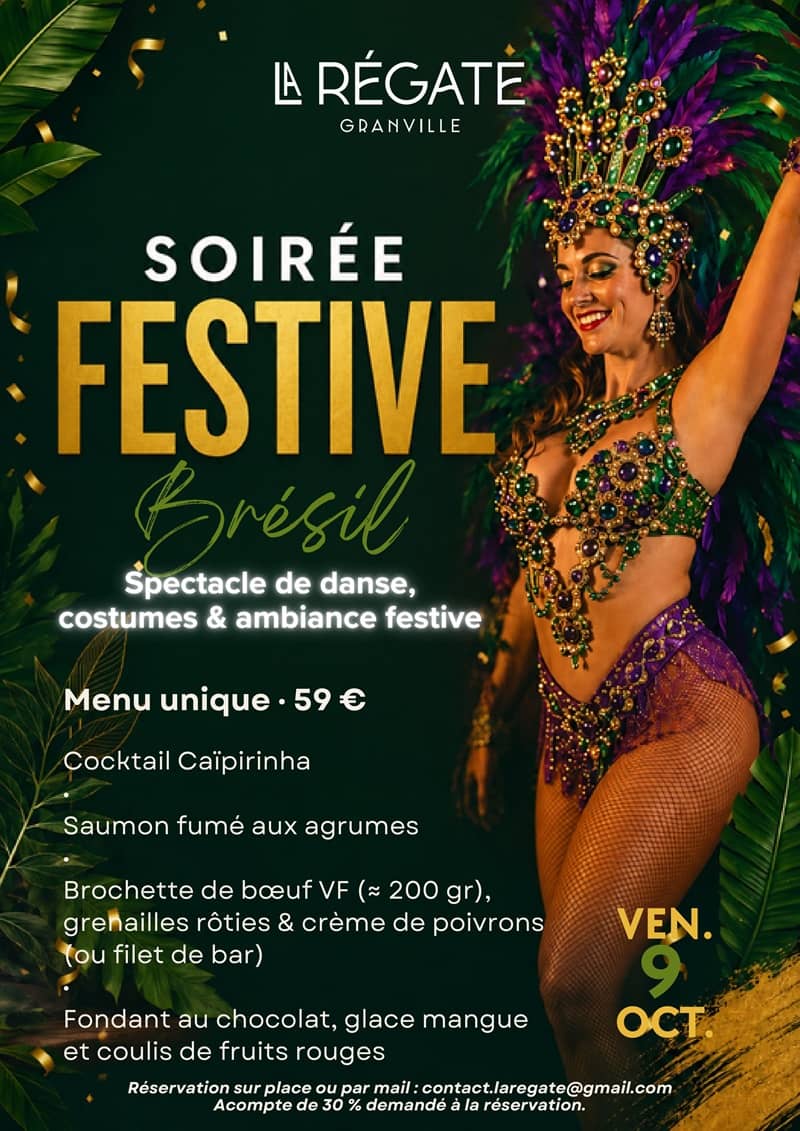 Illustration de l'événement : Soirée spectacle Brésil au restaurant la Régate