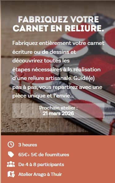 Illustration de l'événement : ATELIER FABRIQUEZ VOTRE CARNET DE RELIURE