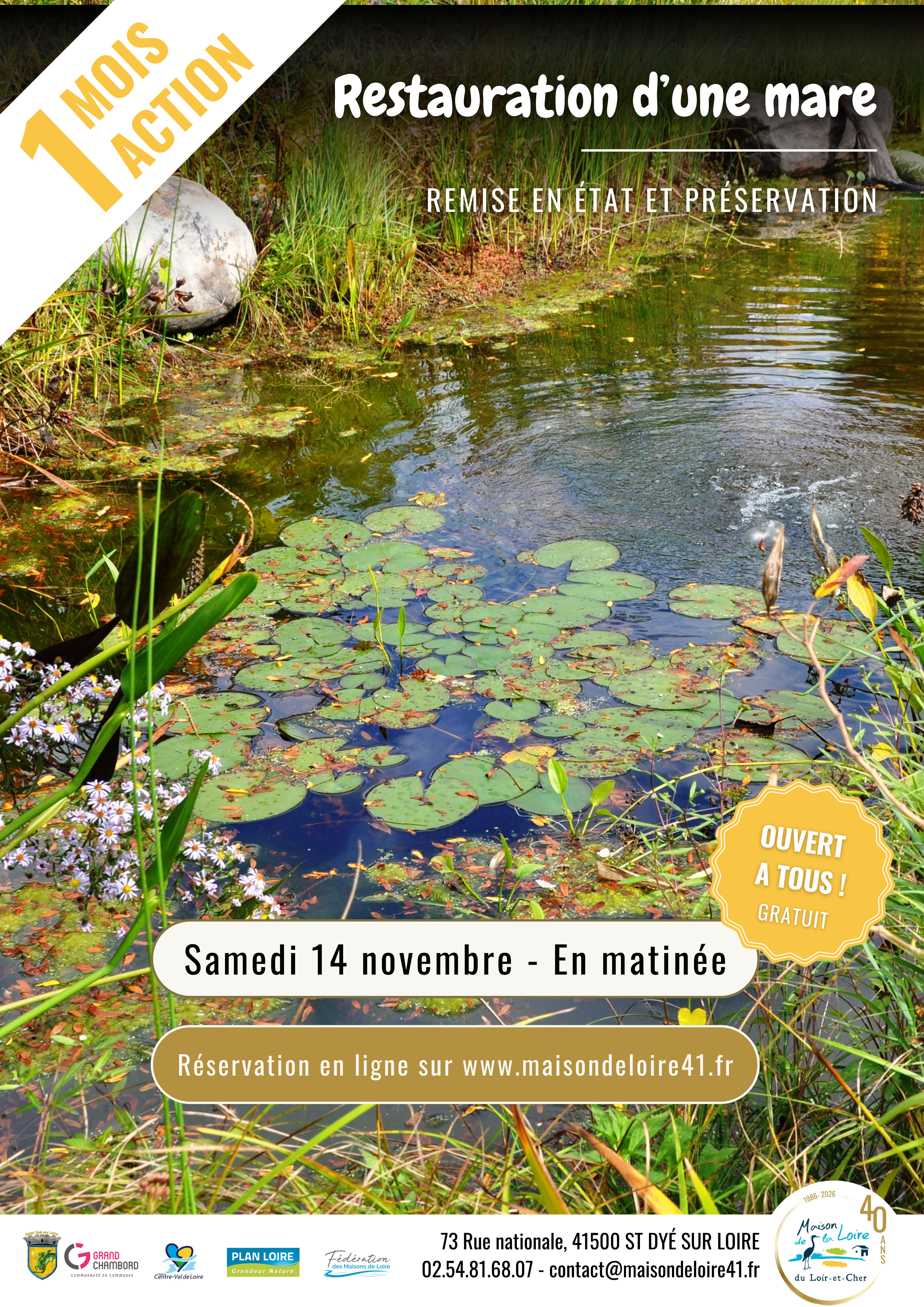Illustration de l'événement : Novembre Un Mois Une Action restauration d'une mare avec la Maison de la Loire