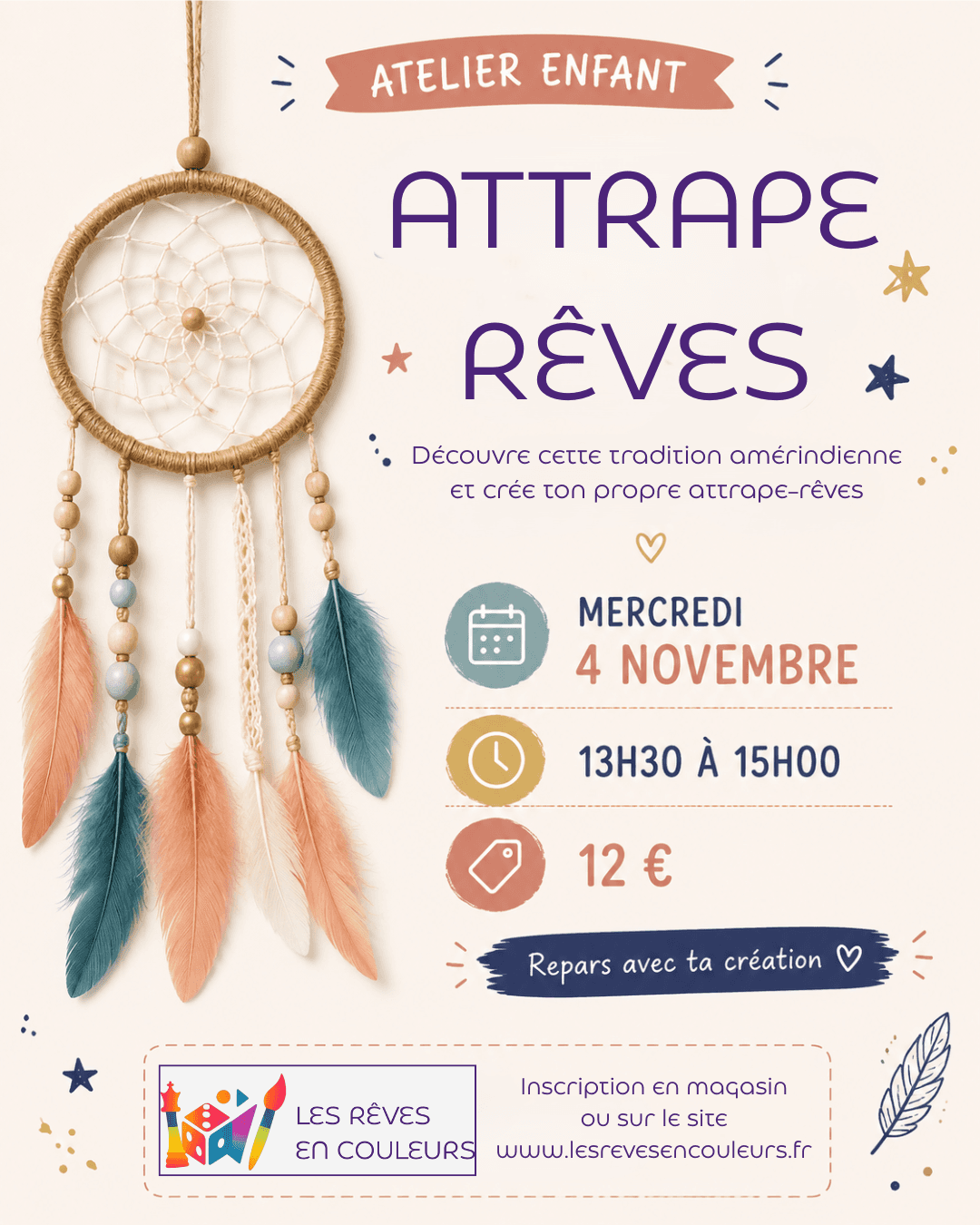 Illustration de l'événement : Atelier Enfant - Crée ton attrape-rêves !