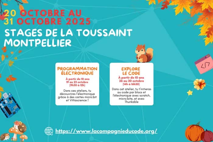 Illustration de l'événement : Les stages vacances de Toussaint sont là ! Code, Création de jeux vidéo, électroniques ..