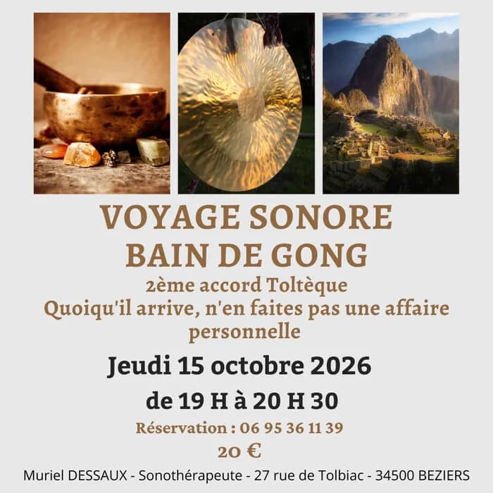 Illustration de l'événement : Voyage Sonore & Bain de Gong à Béziers