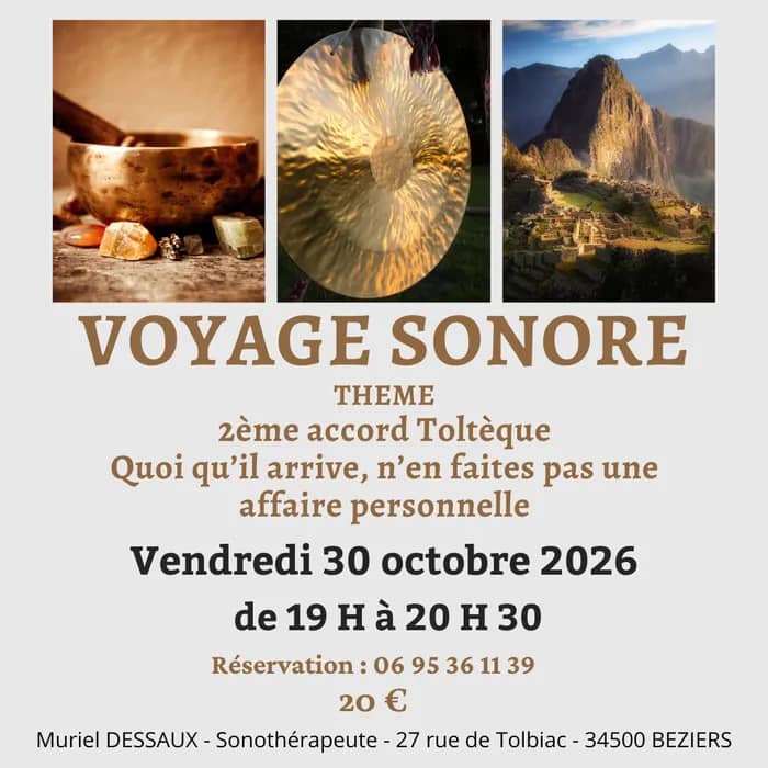 Illustration de l'événement : Voyage Sonore & Bain de Gong à Béziers