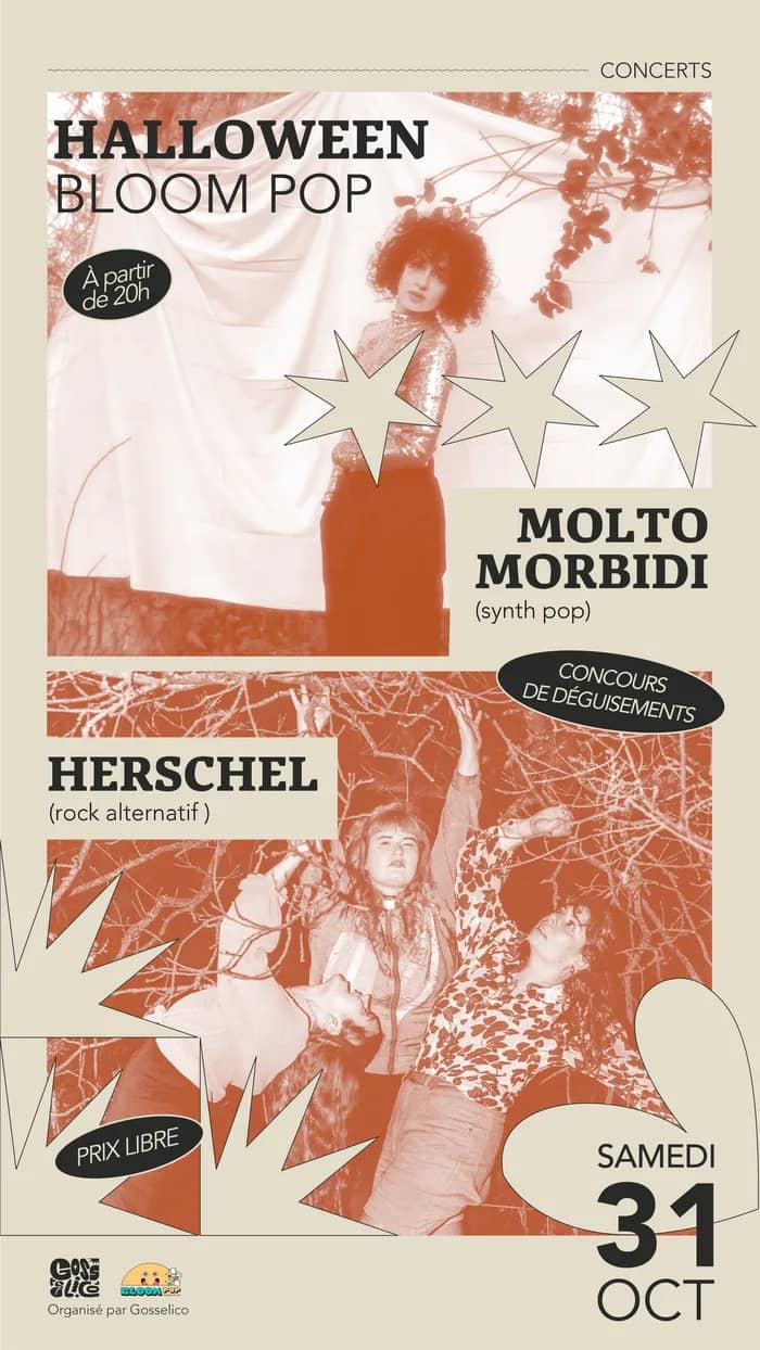 Illustration de l'événement : Halloween : Molto Morbidi + Herschel au Bloom Pop, Rennes - Ille-et-Vilaine