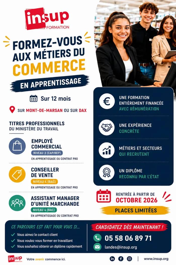 Illustration de l'événement : Découvrez les formations en alternance dans le commerce avec l'INSUP