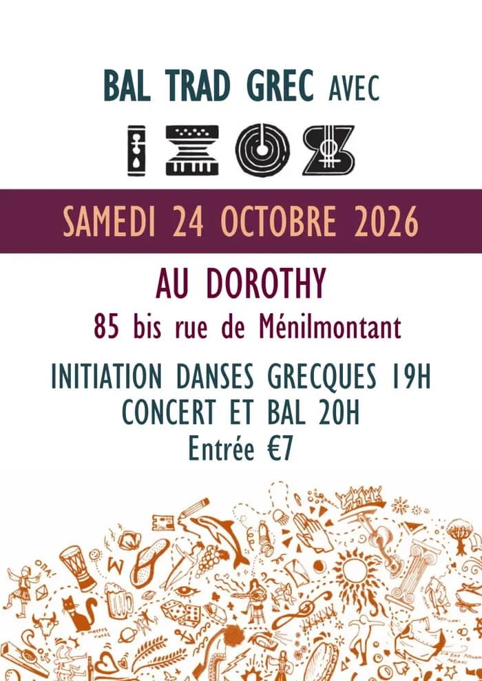 Illustration de l'événement : Bal Trad Grec au Dorothy le 24 octobre 2026 - troisième année !