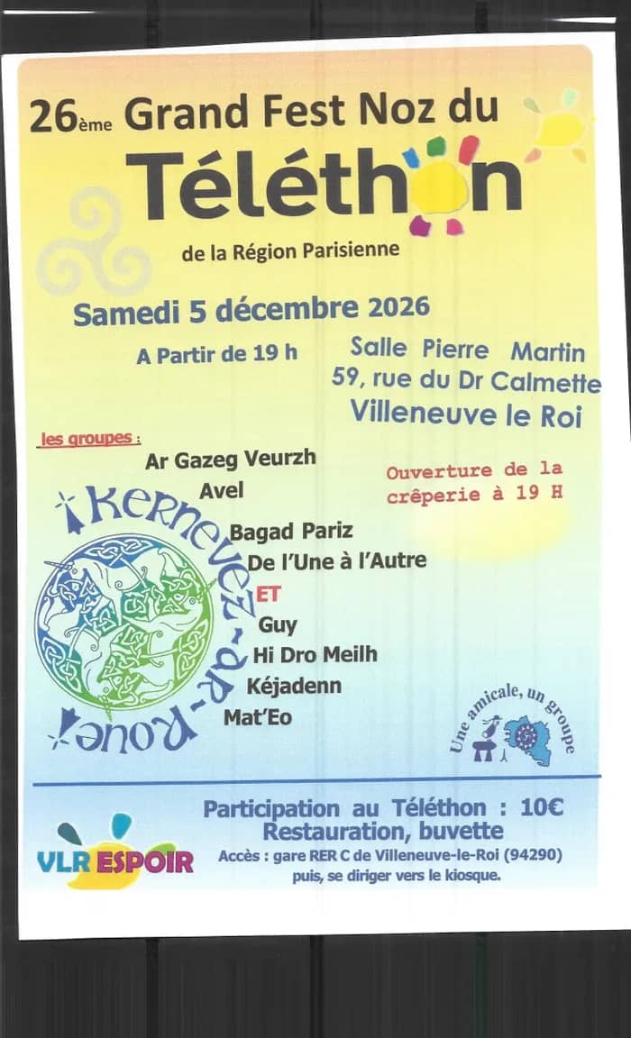 Illustration de l'événement : 26ème fest noz du téléthon de la région parisienne