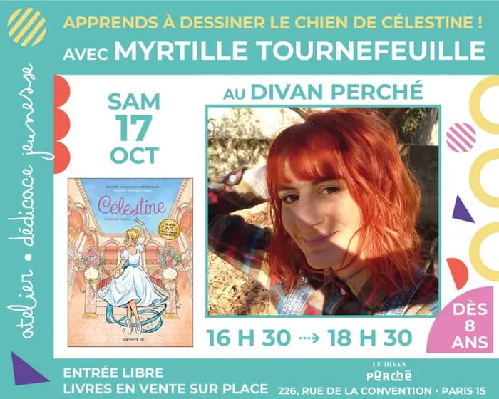 Illustration de l'événement : Jeunesse : atelier avec l'illustratrice Myrtille Tournefeuille autour de la série « Célestine »