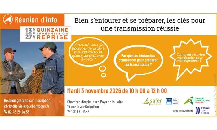 Illustration de l'événement : Réunion d’information : réussir la transmission de son exploitation (72)