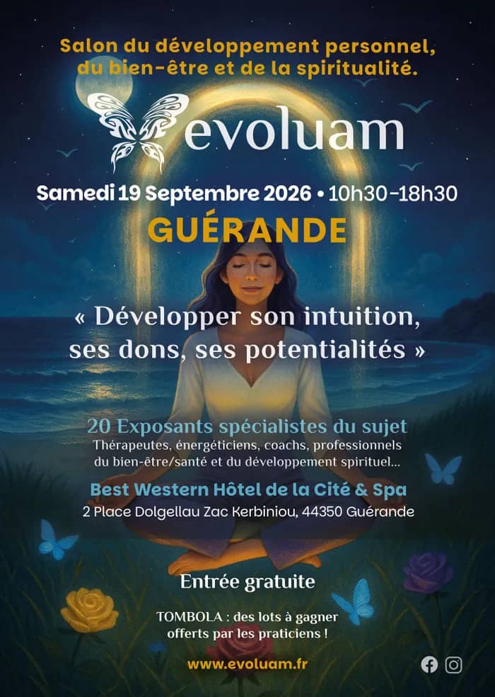 Illustration de l'événement : Salon "Développer son intuition, ses dons, ses potentialités." Samedi 19/09 à Guérande