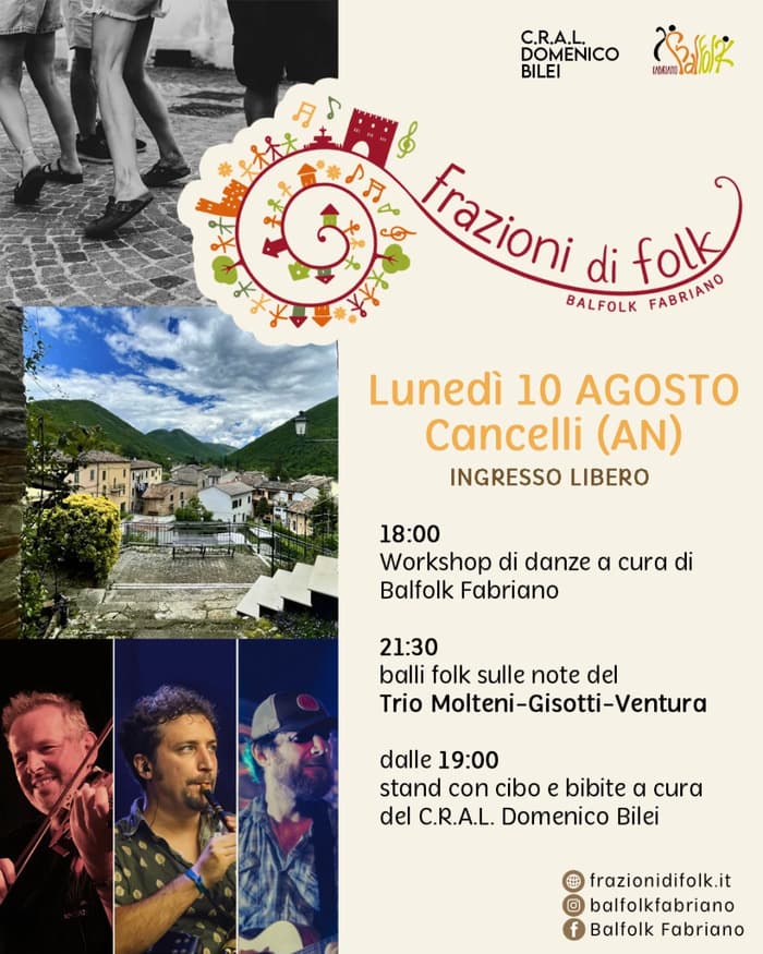 Illustration de l'événement : Frazioni di Folk - Trio Molteni-Gisotti-Ventura - Cancelli