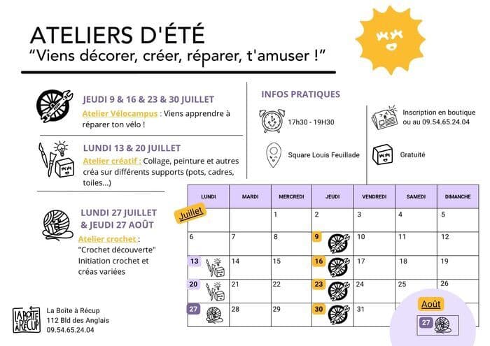Illustration de l'événement : Les Ateliers d'été de La Boîte à Récup