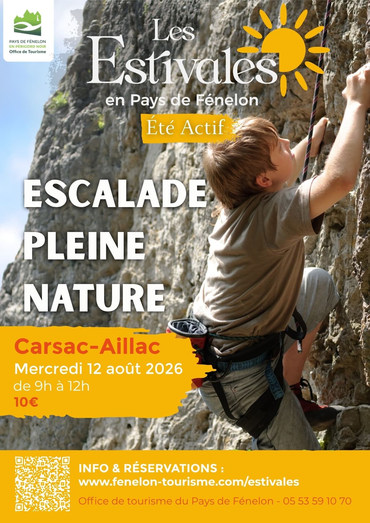 Illustration de l'événement : ÉTÉ ACTIF : Escalade pleine nature à Carsac-Aillac
