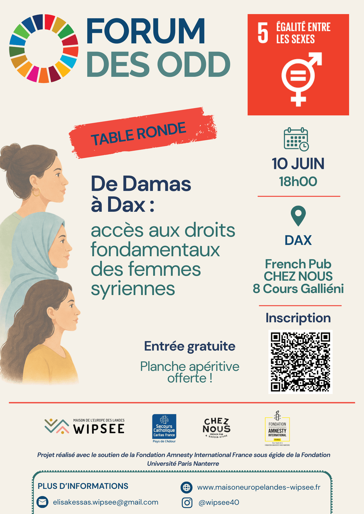 Illustration de l'événement : Table ronde “De Damas à Dax : accès aux droits fondamentaux des femmes syriennes”