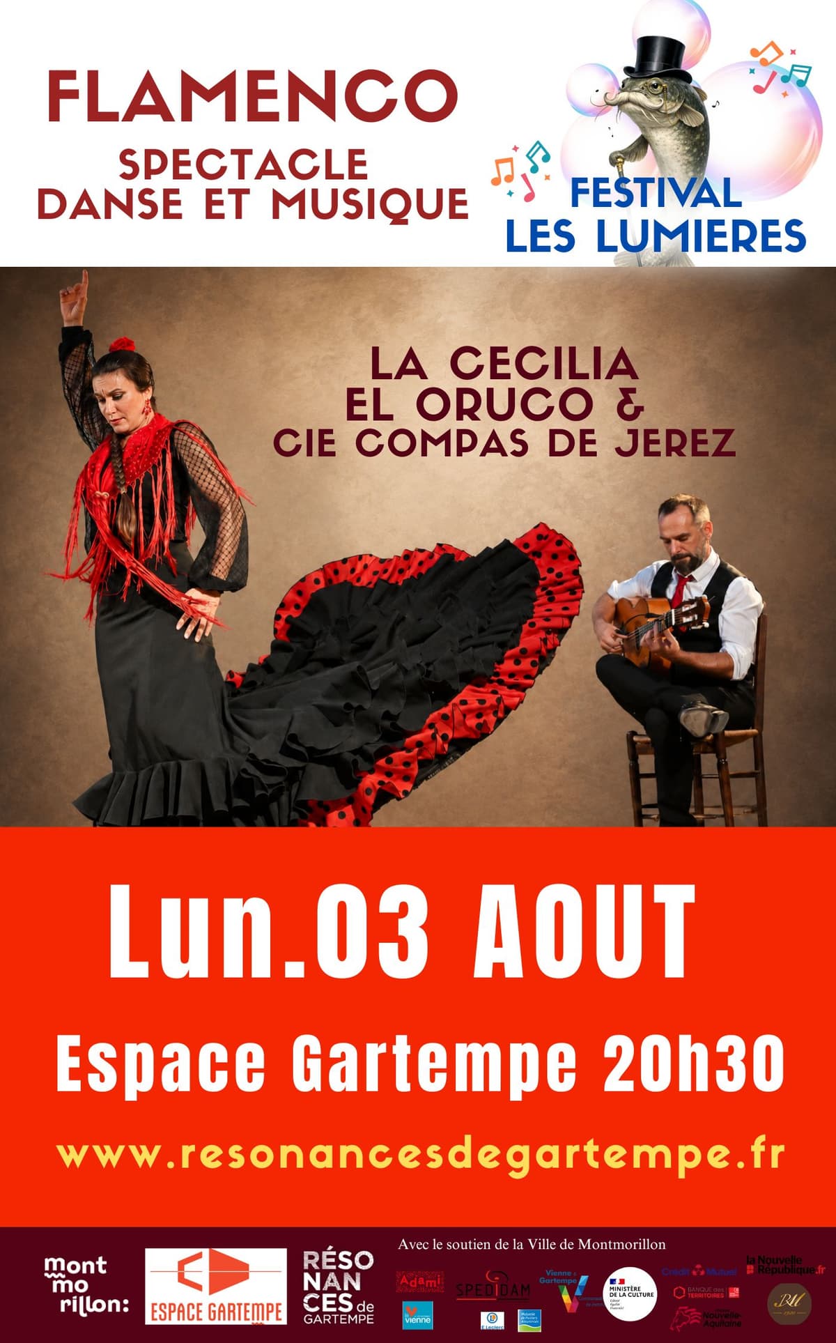 Illustration de l'événement : Spectacle de FLAMENCO danse chant et musique avec Cie El Compas de Jerez, el Oruco et La Cecilia