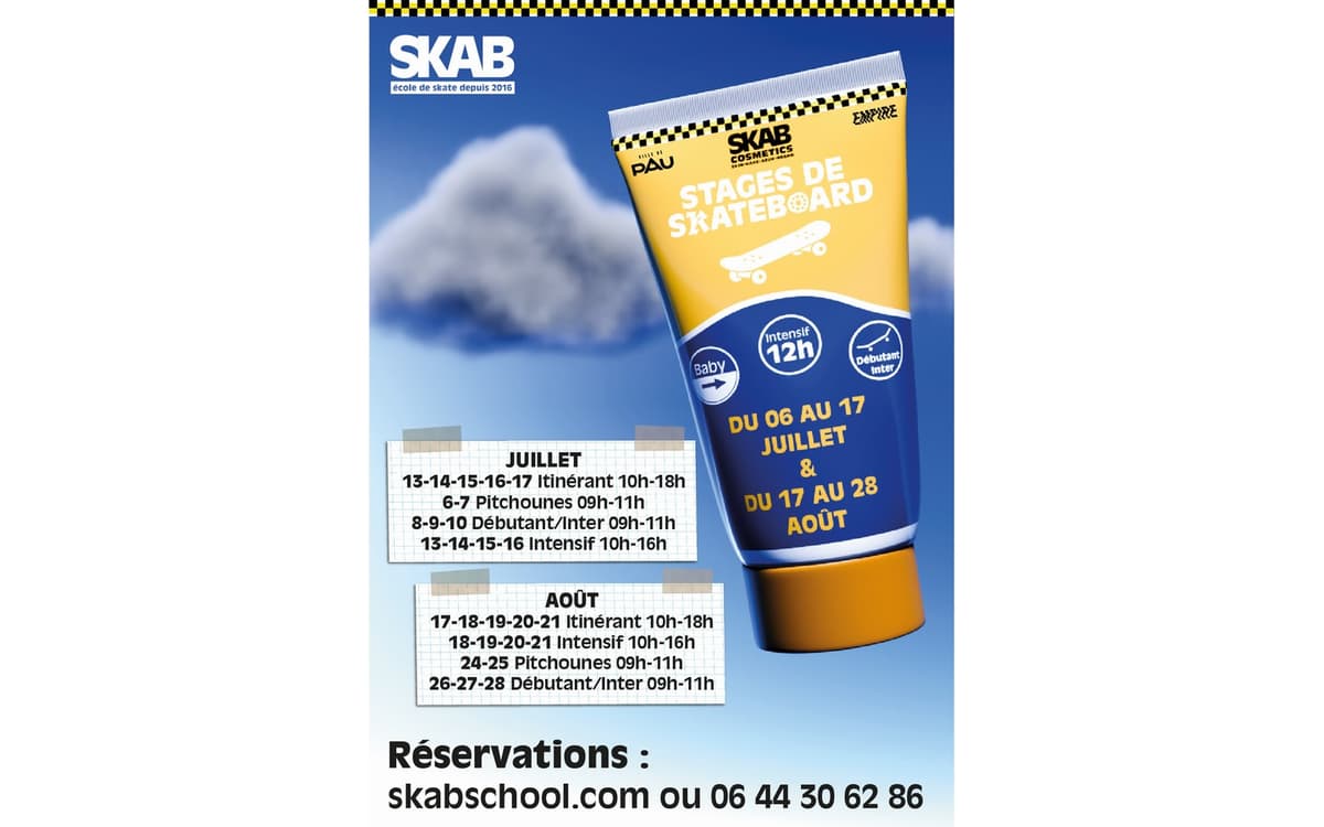 Illustration de l'événement : SKAB school - Stage skateboard débutant-intermédiaire