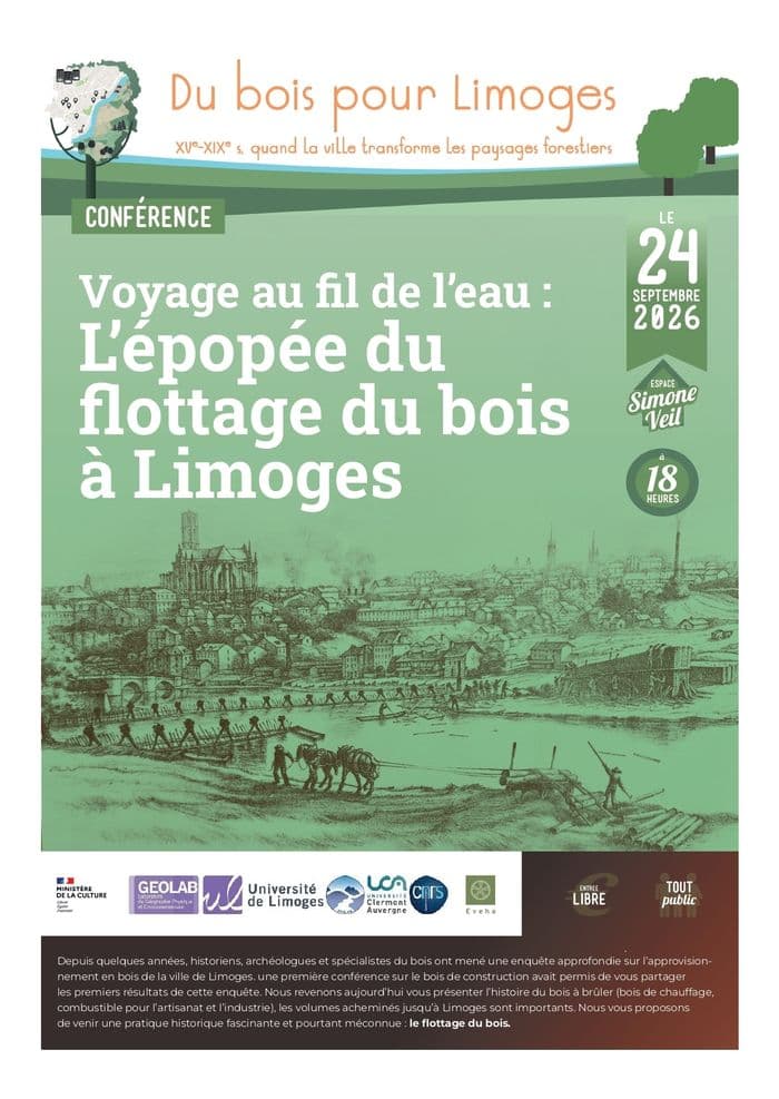 Illustration de l'événement : Conférence Voyage au fil de l'eau : l'épopée du flottage du bois à Limoges