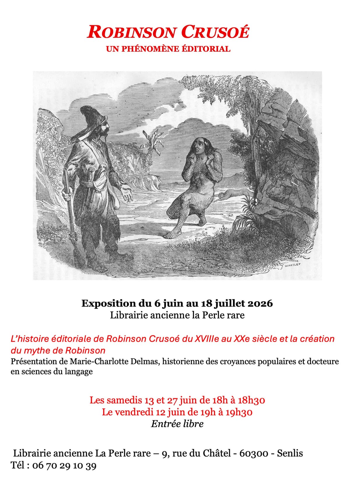 Illustration de l'événement : Présentation "Robinson : Un phénomène éditorial" à la librairie La Perle Rare à Senlis