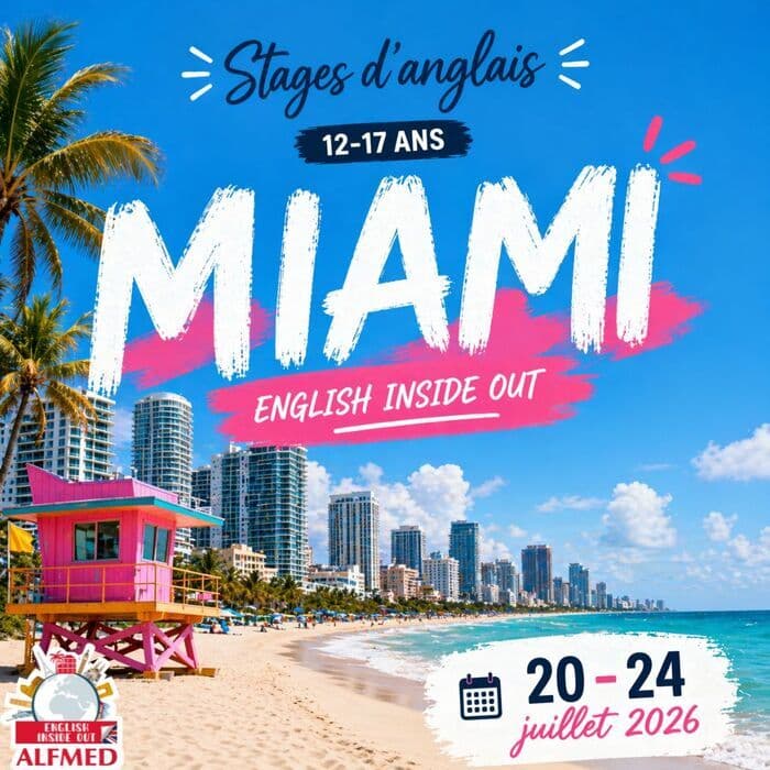 Illustration de l'événement : Stage d’anglais ENGLISH INSIDE OUT (12-17 ans) - Miami (ETATS-UNIS)