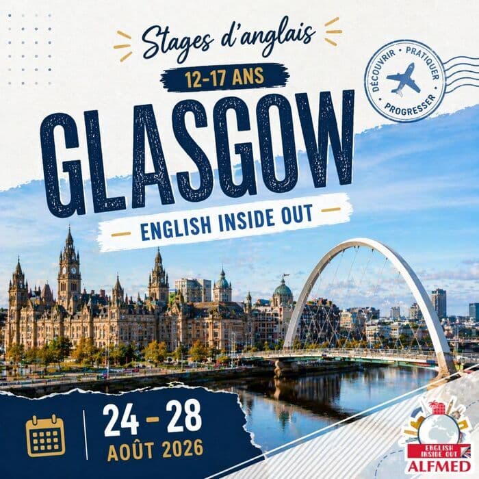 Illustration de l'événement : Stage d’anglais ENGLISH INSIDE OUT (12-17 ans) - Glasgow (UK)
