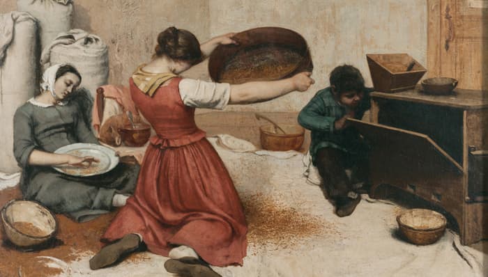 Illustration de l'événement : L'œuvre du jour : Gustave Courbet, Les Cribleuses de blé