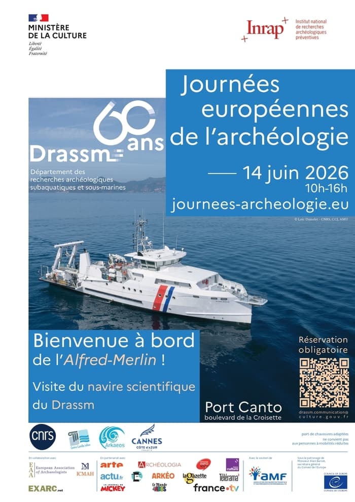 Illustration de l'événement : Visite de l'Alfred-Merlin, navire scientifique du Département des recherches archéologiques subaquatiques et sous-marines - Drassm