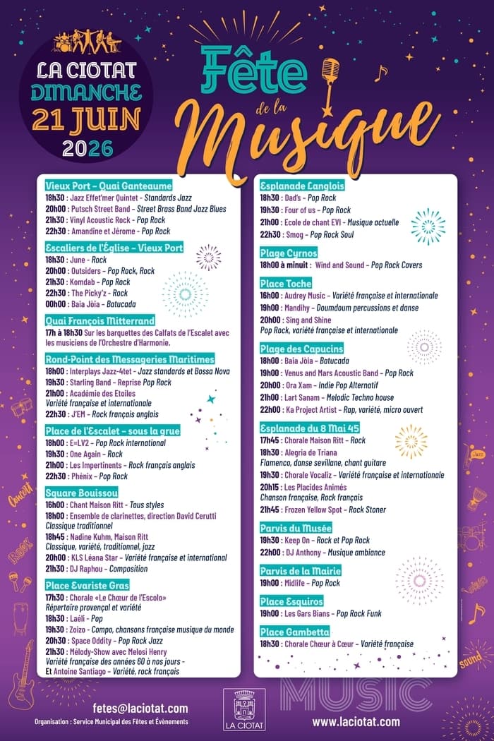 Illustration de l'événement : La Ciotat Fête la Musique - Programme