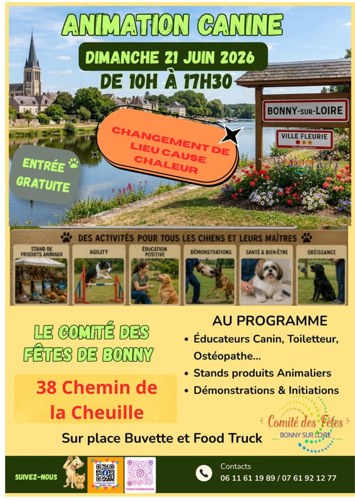 Illustration de l'événement : ANIMATION CANINE à BONNY SUR LOIRE (45) le 21 juin 2026