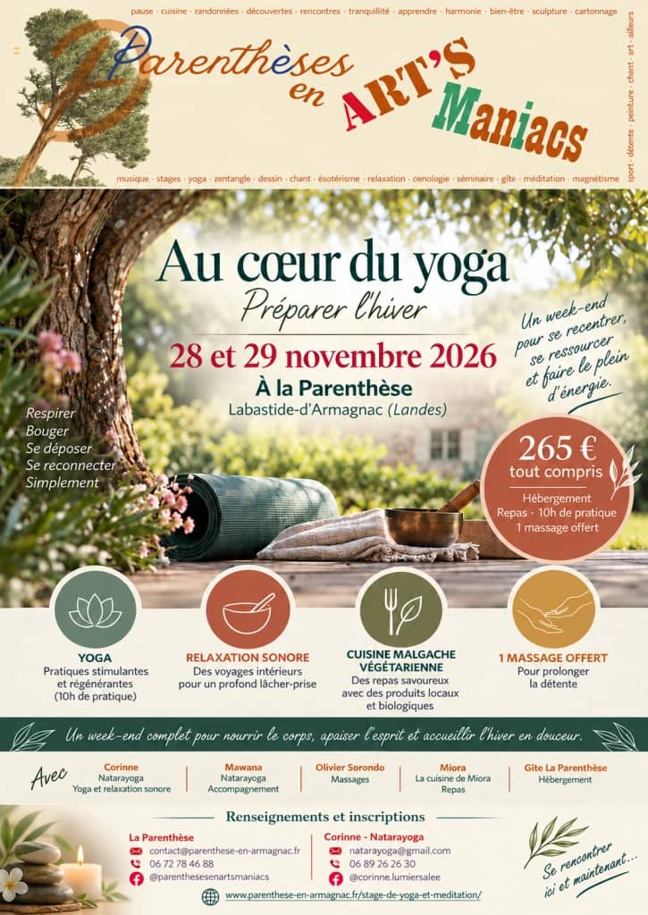 Illustration de l'événement : Stage : Au coeur du yoga, préparer l'hiver