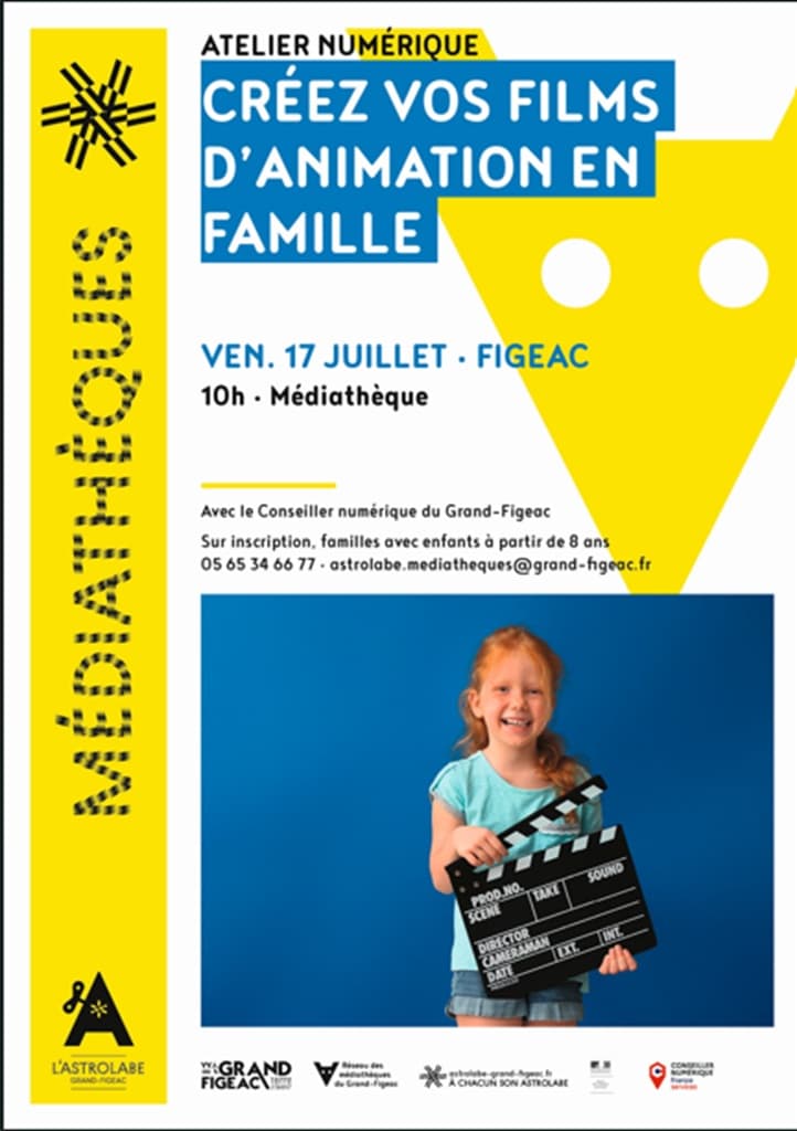 Illustration de l'événement : Atelier numérique : créez vos films d'animation en famille, Médiathèque de Figeac