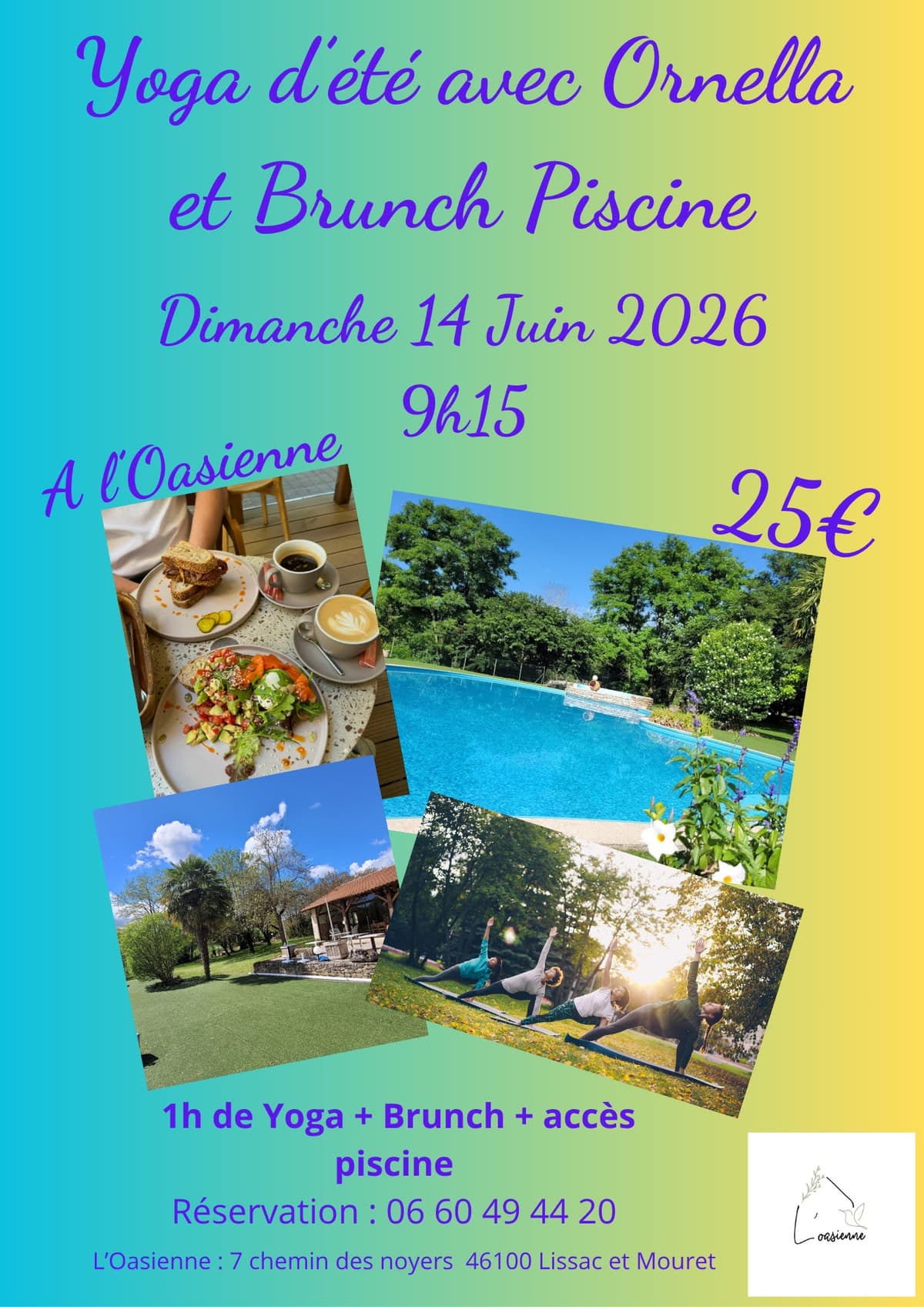 Illustration de l'événement : Yoga d’été et brunch piscine à L’Oasienne
