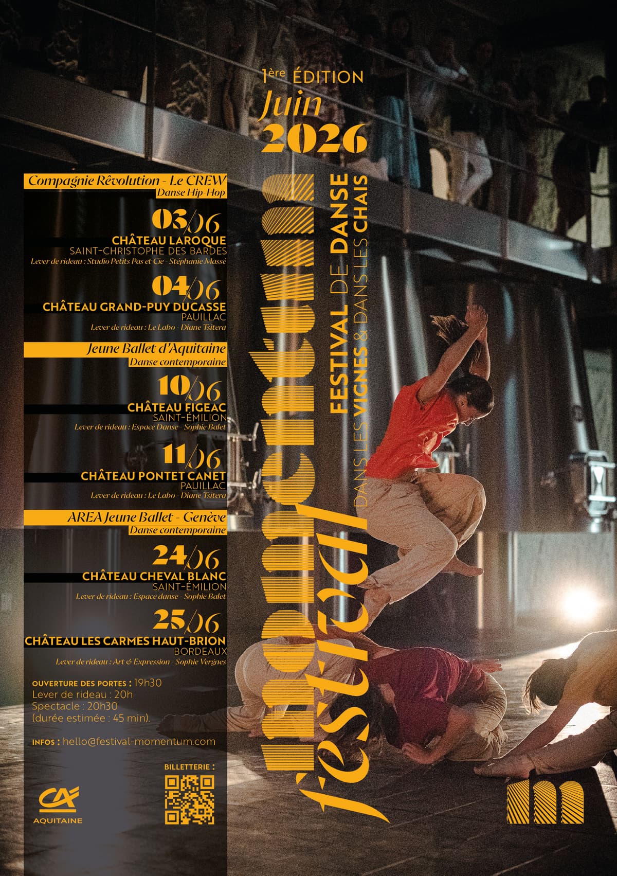 Illustration de l'événement : Festival Momentum - JBA (Jeune Ballet d'Aquitaine) - Château Figeac - Saint-Emilion