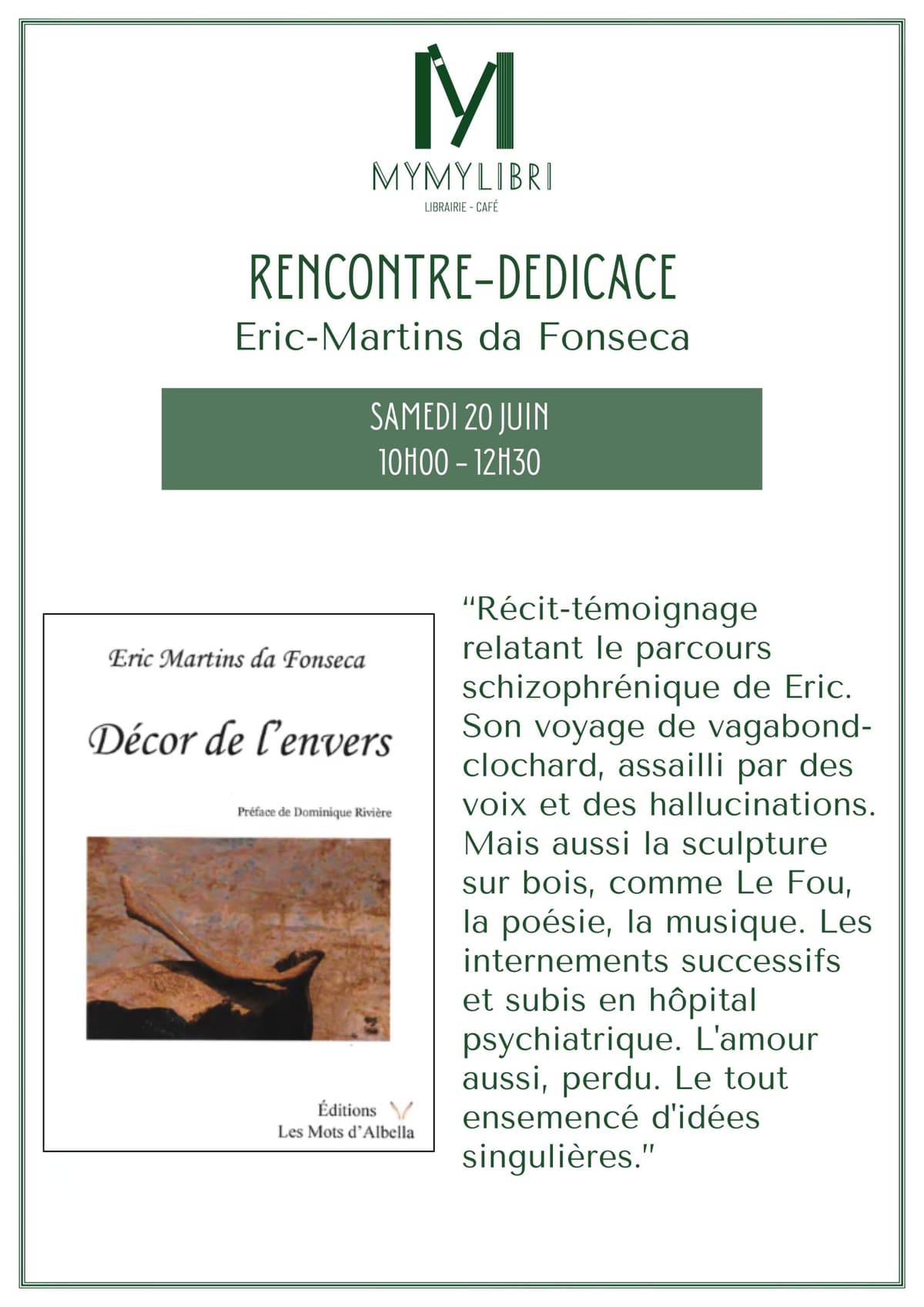 Illustration de l'événement : Dédicace et rencontre avec Eric Martins Da Fonseca