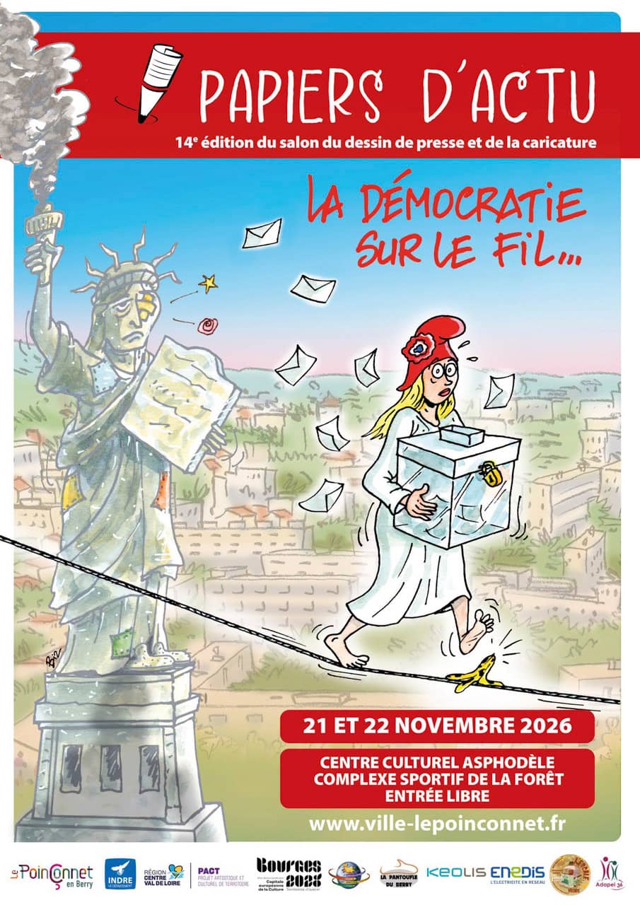 Illustration de l'événement : 14e salon Papiers d'actu "la démocratie sur le fil"