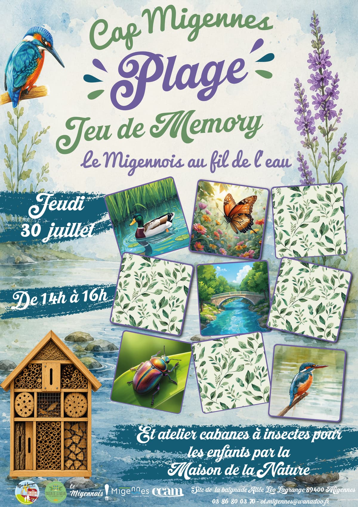 Illustration de l'événement : Jeu de Memory « Le Migennois au fil de l’eau » - Cap Migennes Plage