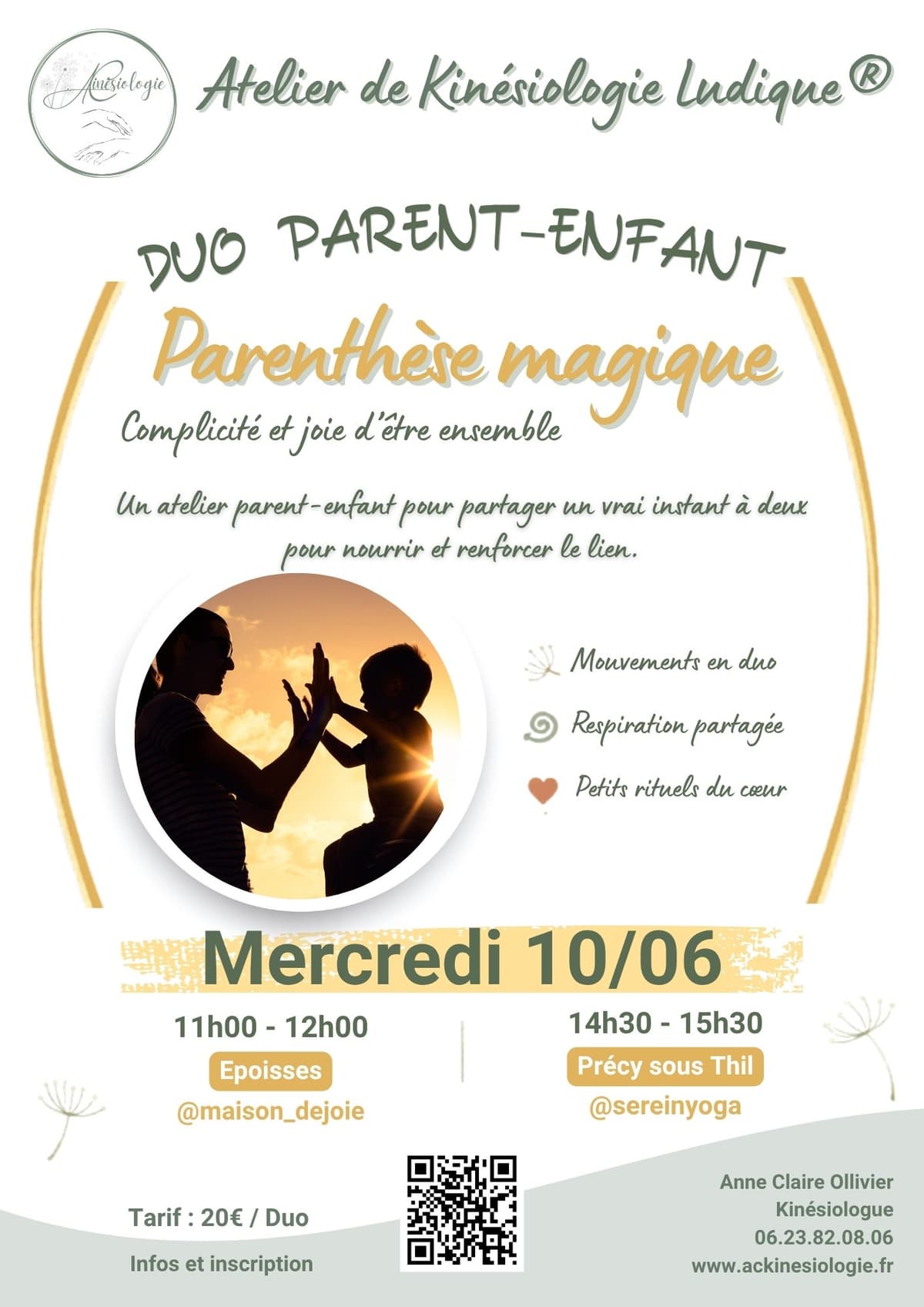 Illustration de l'événement : Atelier DUO Parent - Enfant de Kinésiologie Ludique® (Epoisses)
