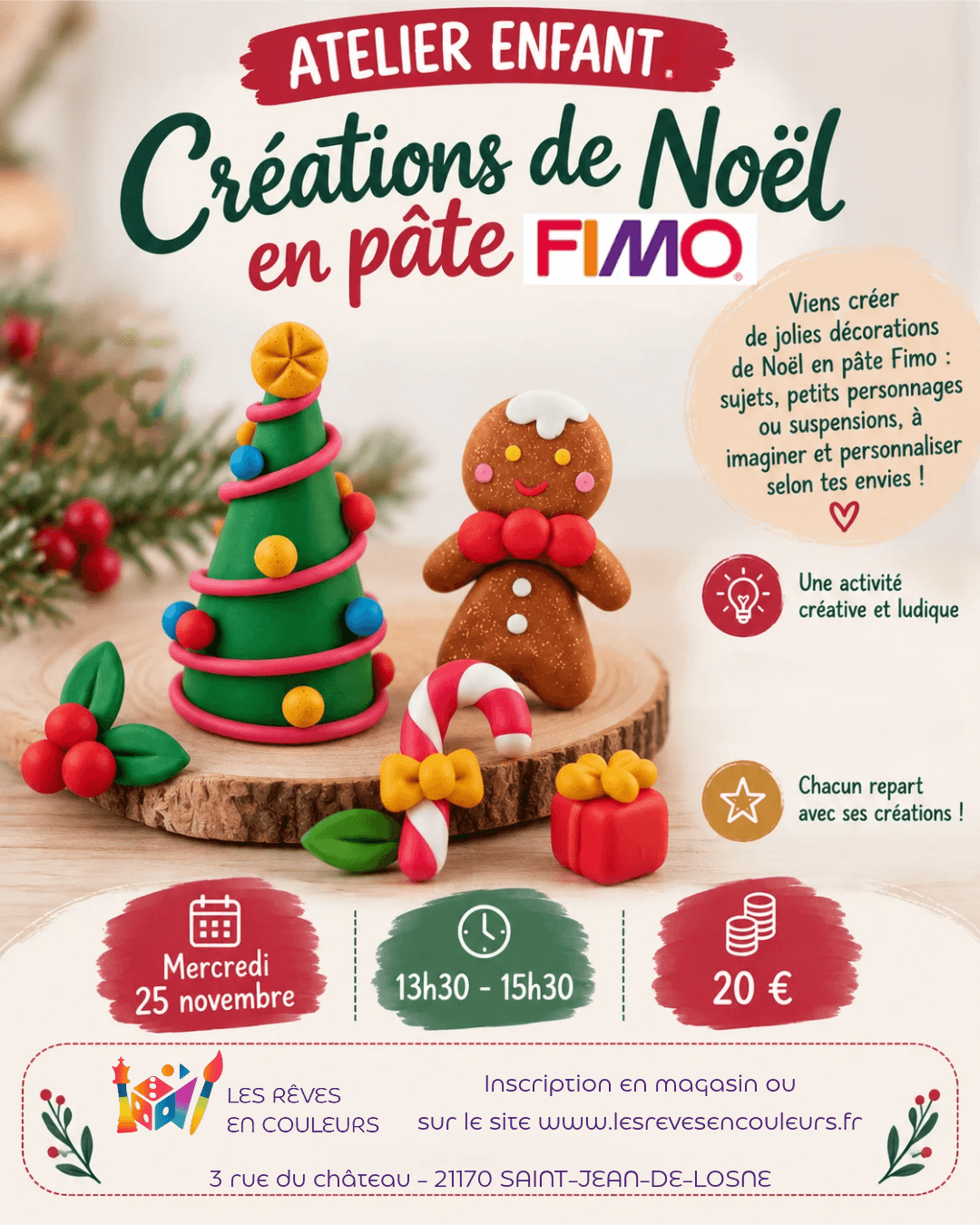 Illustration de l'événement : Atelier Enfant - Fimo : Crée tes décorations de Noël