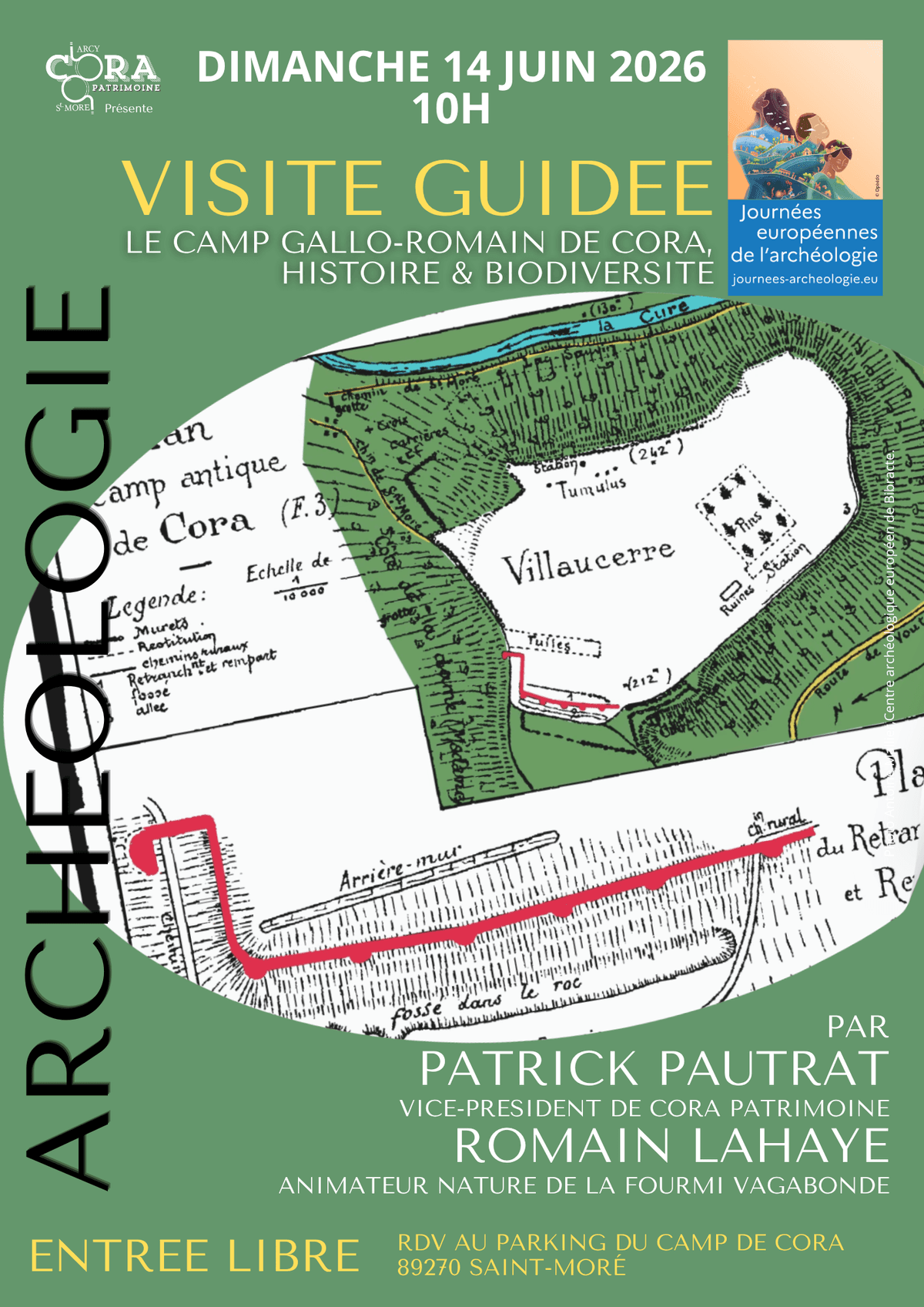 Illustration de l'événement : Visite Guidée : le camp gallo-romain de Cora, histoire et biodiversité