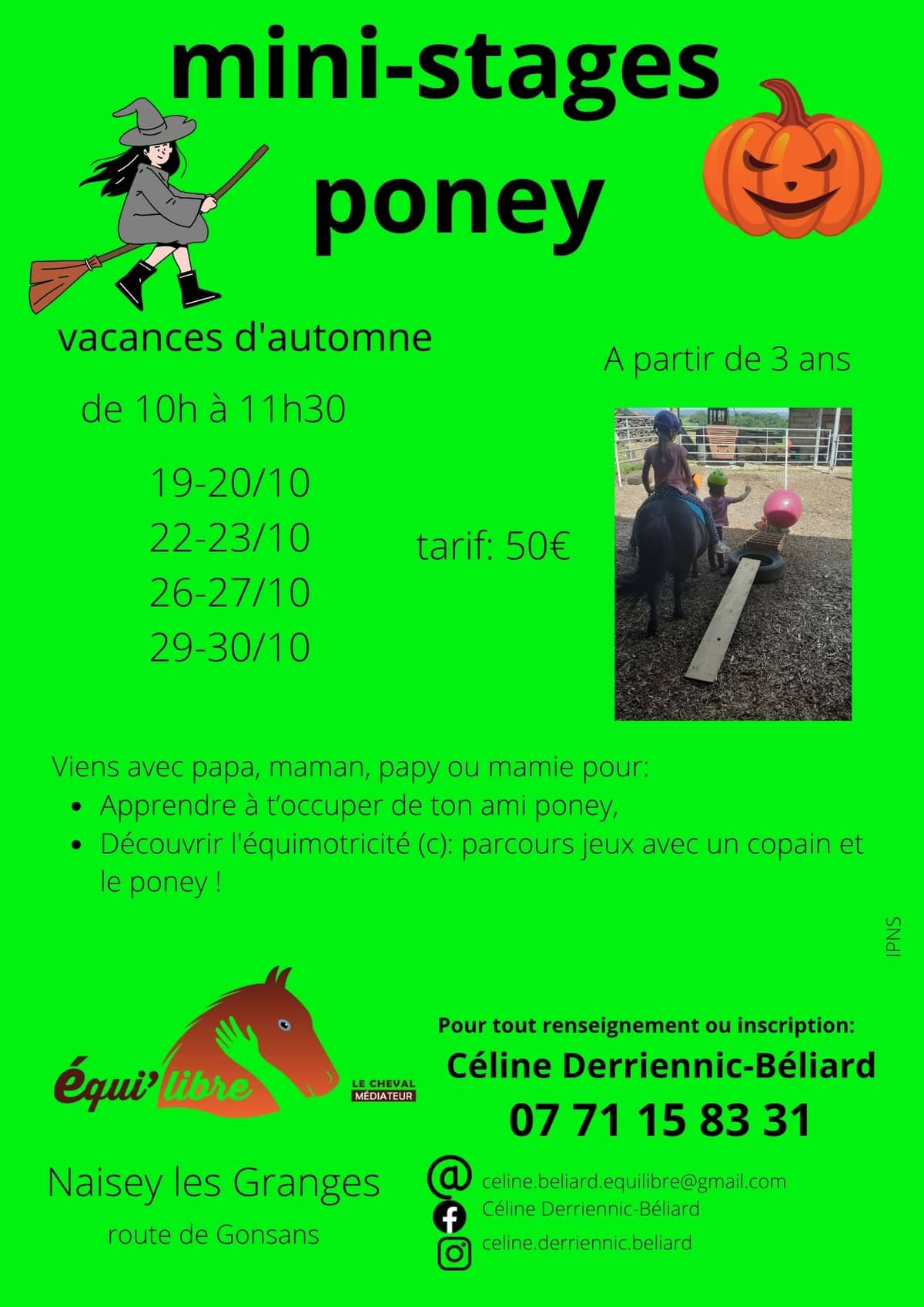 Illustration de l'événement : stages poney et découverte de l'équimotricité(c)