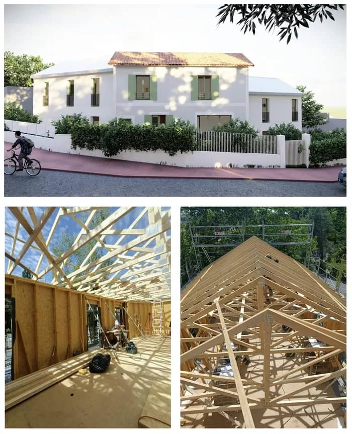 Illustration de l'événement : Visite d'un chantier de construction de 2 maisons neuves en bois et la réhabilitation d'une maison existante - Habiter Bois