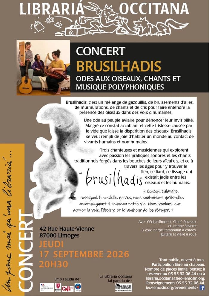 Illustration de l'événement : Concert de Brusilhadis : Odes aux oiseaux, polyphonies & musique