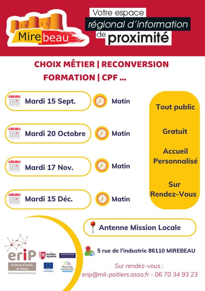 Illustration de l'événement : Permanences ERIP à Mirebeau