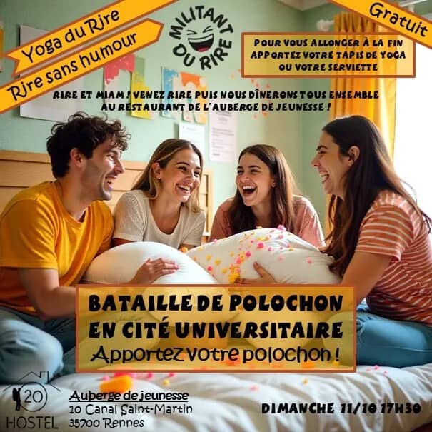 Illustration de l'événement : Yoga du Rire et bataille de polochon