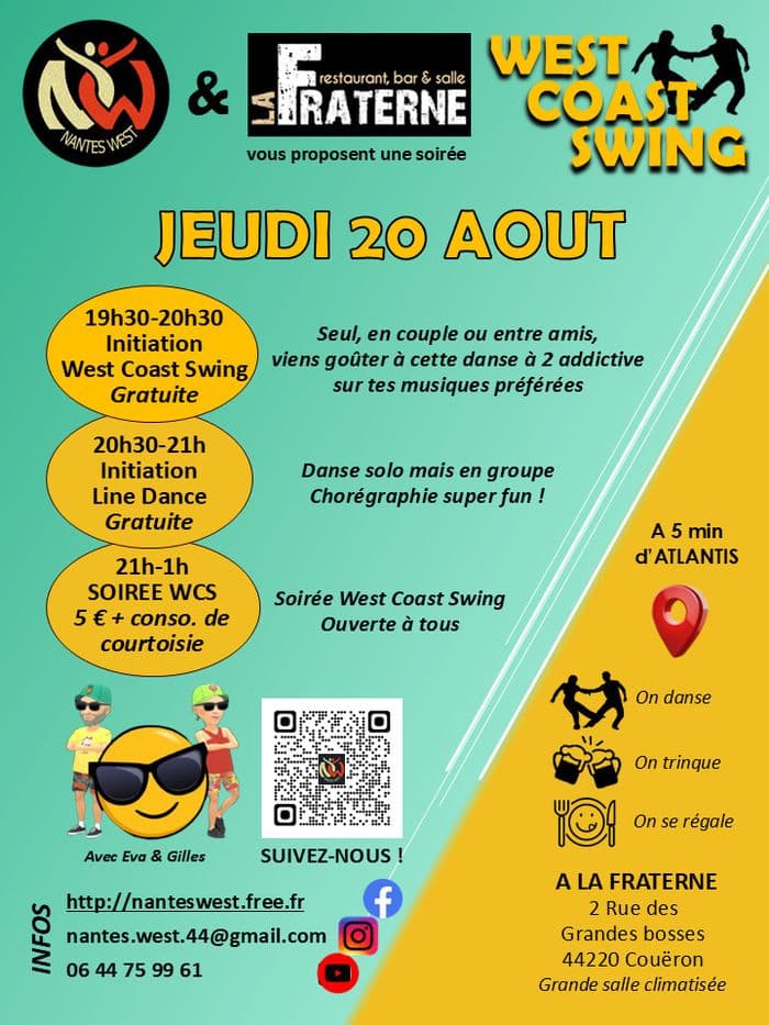 Illustration de l'événement : Initiations West Coast Swing & Line Dance + Soirée WCS