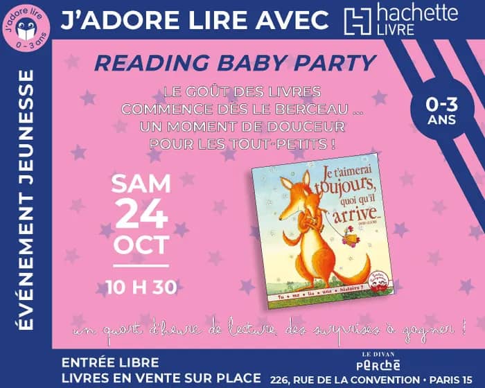 Illustration de l'événement : J'adore lire avec Hachette ! Baby reading party au Divan Perché