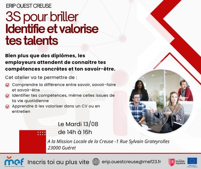 Illustration de l'événement : 3 S pour briller: identifie et valorise tes talents