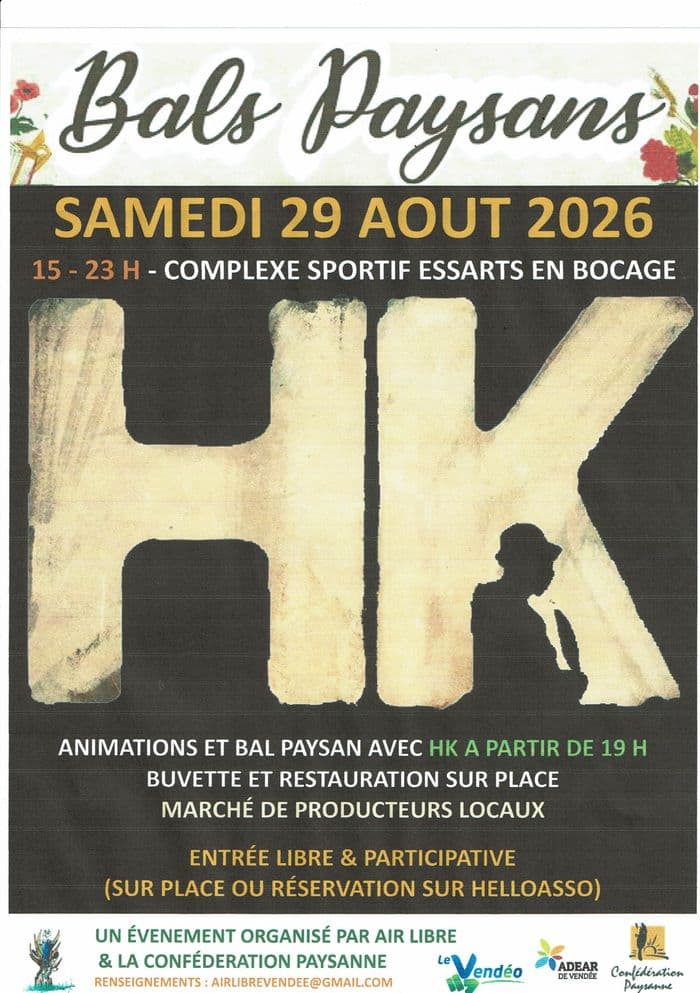 Illustration de l'événement : 29 août 2026 - Bal paysan avec HK aux Essarts-en-Bocage (85)