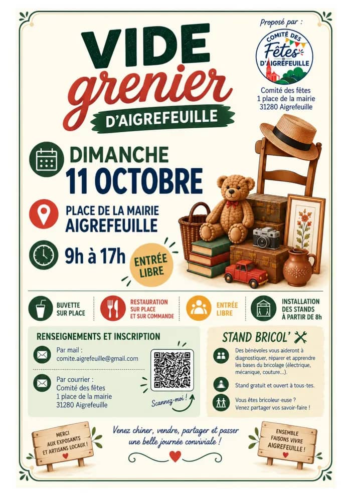 Illustration de l'événement : Vide-grenier d'Aigrefeuille - Dimanche 11 octobre